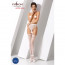 Эротические колготки-бодистокинг Passion S016 white, имитация ажурных с доступом трусиков и чулок - [Фото 1]