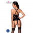 Сетчатый комплект с узором: корсет с халтером, подвязки, трусики Hima Corset black XXL/XXXL-Passion - [Фото 1]