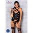 Сетчатый комплект с узором: корсет с халтером, подвязки, трусики Hima Corset black XXL/XXXL-Passion - [Фото 2]