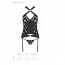 Сетчатый комплект с узором: корсет с халтером, подвязки, трусики Hima Corset black XXL/XXXL-Passion - [Фото 5]