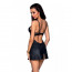 Бэби-долл из эко-кожи и кружева Loona Chemise black S/M - Passion - [Фото 1]