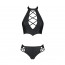 Комплект из эко-кожи: бра и трусики с имитацией шнуровки Nancy Bikini black S/M - Passion - [Фото 3]