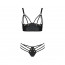 Комплект из эко-кожи Passion Malwia Bikini black S/M: с люверсами и ремешками, бра и трусики - [Фото 2]