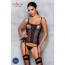 Сетчатый корсет из эко-кожи Passion Malwia Corset black S/M: с люверсами и съемными пажами  - [Фото 2]
