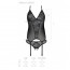Корсет Passion Ursula Corset black L/XL, с пажами, трусики с ажурным декором и открытым шагом - [Фото 4]