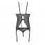 Корсет Passion Ursula Corset black S/M, с пажами, трусики с ажурным декором и открытым шагом - [Фото 3]