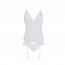 Корсет Passion Ursula Corset white L/XL, с пажами, трусики с ажурным декором и открытым шагом - [Фото 2]