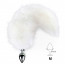 Металлическая анальная пробка с хвостом из натурального меха Art of Sex size M White fox - [Фото 1]