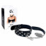 Ошейник с поводком из натуральной кожи с заклепками Art of Sex - Jenna Collar with Leash, черный - [Фото 2]