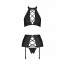 Комплект с имитацией шнуровки Nancy Set black 4XL/5XL - Passion топ, трусики и пояс для чулок - [Фото 2]