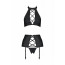 Комплект с имитацией шнуровки Nancy Set black 6XL/7XL - Passion топ, трусики и пояс для чулок - [Фото 2]