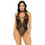 Leg Avenue Net and lace halter bodysuit OS Black - [Фото 1]