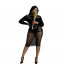 Платье-бодистокинг Moonlight Plus Model 03 XL-XXXL Black, миди, длинный рукав - [Фото 1]