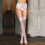 Белоснежный комплект с чулками JSY 7837: One Size, white, стринги, пояс для чулок, кружево, бант - [Фото 1]
