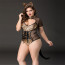 Эротический костюм кошечки JSY «Императрица Китти» Plus Size, Black, боди, шнуровка, хвост, ушки - [Фото 3]
