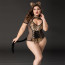 Эротический костюм кошечки JSY «Императрица Китти» Plus Size, Black, боди, шнуровка, хвост, ушки - [Фото 2]