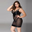 Платье с латексными вставками JSY «Страстная Эльза» Plus Size, Black, кружево, стрепы, сетка - [Фото 4]