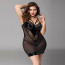 Платье с латексными вставками JSY «Страстная Эльза» Plus Size, Black, кружево, стрепы, сетка - [Фото 2]