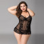 Кружевной корсет JSY «Сексуальная Белла» Plus Size Black, мелкая сетка, гипюр, чашки с косточками - [Фото 2]