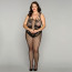 Сетчатый бодистокинг JSY «Нежная Люси» Plus Size, black, имитация боди, имитация шнуровки - [Фото 1]