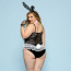 Эротический костюм зайки JSY «Страстная Мэдисон» Plus Size, Black, боди, ушки, перчатки, хвост, чоке - [Фото 2]