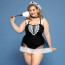 Костюм секси-горничной JSY «Горячая Кери» Plus Size Black, боди, юбка, чокер, головной убор, метелка - [Фото 1]