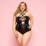 Сексуальное боди JSY «Страстная Лорейн» Plus Size Black, люверсы, стрепы, экокожа, шнуровка - [Фото 1]