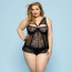 Сексуальный комплект белья JSY «Скромница Брук» Plus Size, Black, кружево, корсет, стринги - [Фото 1]