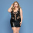Элегантное платье JSY «Леди София» Plus Size, black, мелкая сетка, вышивка, экокожа - [Фото 1]