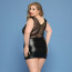 Элегантное платье JSY «Леди София» Plus Size, black, мелкая сетка, вышивка, экокожа - [Фото 2]