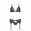 Комплект с открытым доступом Passion DELIENA SET S/M black, лиф, стринги, пояс для чулок - [Фото 3]