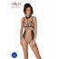 Боди с открытой грудью Passion DOMINICA BODY S/M beige, воротник-чокер, корсет - [Фото 1]