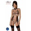 Корсет с открытой грудью Passion DOMINICA CORSET L/XL beige, пажи для чулок, стринги - [Фото 1]