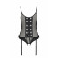 Корсет со шнуровкой Passion NESSY CORSET L/XL black, стринги с открытым доступом, пажи для чулок - [Фото 3]