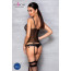 Корсет со шнуровкой Passion NESSY CORSET XXL/XXXL black, стринги с открытым доступом, пажи для чулок - [Фото 6]