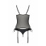 Корсет со шнуровкой Passion NESSY CORSET XXL/XXXL black, стринги с открытым доступом, пажи для чулок - [Фото 4]