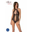 Сетчатое боди с кружевом на груди Passion SATARA BODY S/M black - [Фото 1]