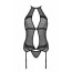 Корсет с пажами Passion SATARA CORSET XXL/XXXL black, стринги, кружево, застежки спереди и сзади - [Фото 3]