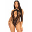 Кружевное тедди Leg Avenue Lace and net halter teddy One size Black, глубокий вырез, халтер - [Фото 1]