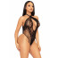 Кружевное тедди Leg Avenue Lace and net halter teddy One size Black, глубокий вырез, халтер - [Фото 4]