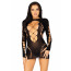 Бесшовное мини-платье Leg Avenue Long sleeve cut out mini dress One size Black - [Фото 1]