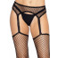 Чулки-сетка Leg Avenue Net stockings with garter belt One size Black, пояс, подвязки - [Фото 5]