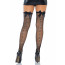 Чулки-сетка со швом сзади Leg Avenue Bow back seam thigh highs One size Black, атласный бант - [Фото 3]