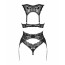 Комплект белья Obsessive Donna Dream 3-pcs set M/L Black, бюстгальтер, стринги, пояс для чулок - [Фото 4]
