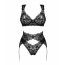Комплект белья Obsessive Donna Dream 3-pcs set XL/2XL Black, бюстгальтер, стринги, пояс для чулок - [Фото 3]