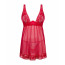 Прозрачная сорочка бэби-долл Obsessive Lacelove babydoll & thong XS/S Red, кружево, стринги - [Фото 3]