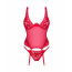 Прозрачный корсет Obsessive Lacelove corset XS/S Red, кружево, подвязки для чулок - [Фото 3]