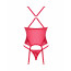 Прозрачный корсет Obsessive Lacelove corset XS/S Red, кружево, подвязки для чулок - [Фото 4]