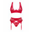 Комплект белья Obsessive Lacelove cupless 3-pcs set XS/S Red, бюстгальтер, стринги, пояс для чулок - [Фото 3]