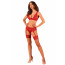 Комплект белья Obsessive Lacelove cupless 3-pcs set XS/S Red, бюстгальтер, стринги, пояс для чулок - [Фото 6]